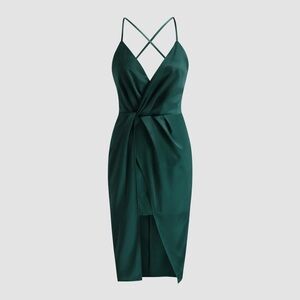 Cider Deep Green High Low Dress